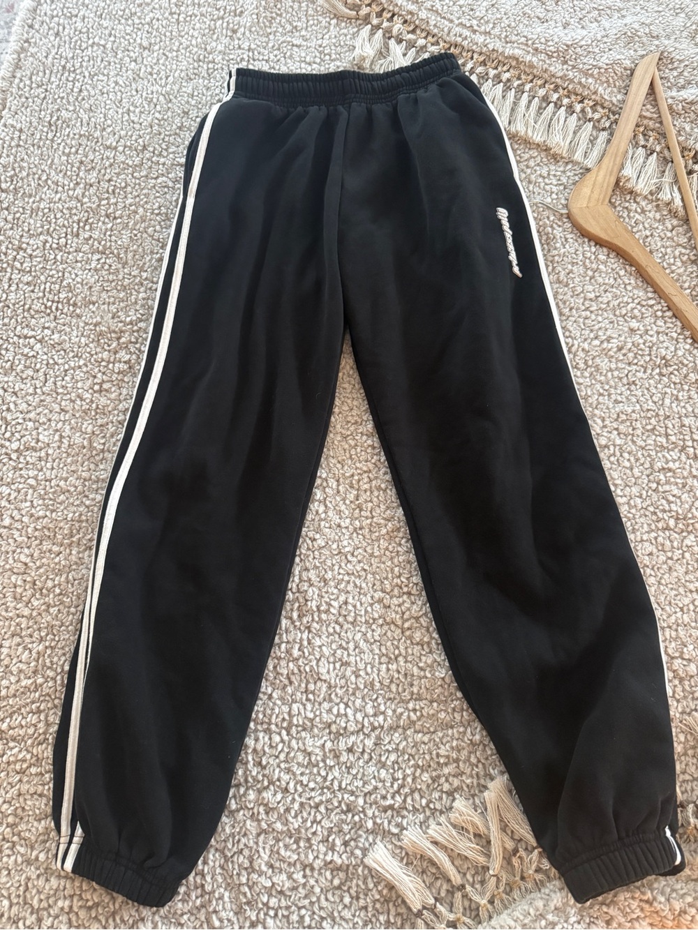 Princess Polly Y2K Track Pants Black White Stripe Sporty Streetwear Joggers 4